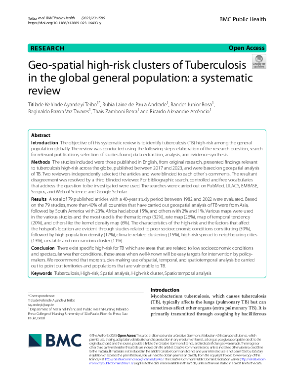 (PDF) Geo-spatial high-risk clusters of Tuberculosis in the global ...