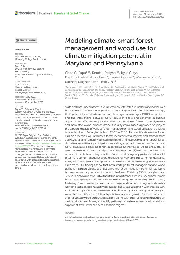 (PDF) Modeling climate-smart forest management and wood use for climate ...