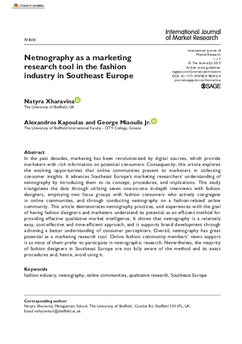 (PDF) Netnography as a marketing research tool in the fashion industry ...
