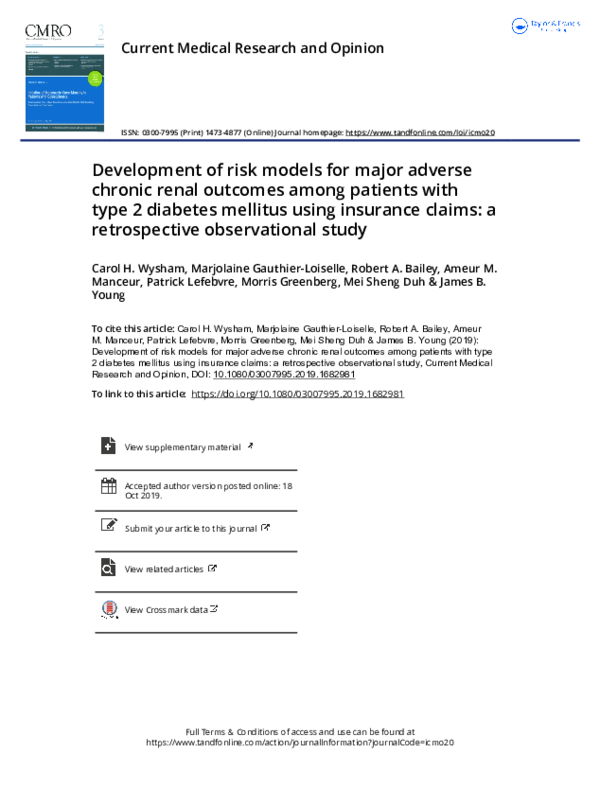 (PDF) Development of risk models for major adverse chronic renal ...