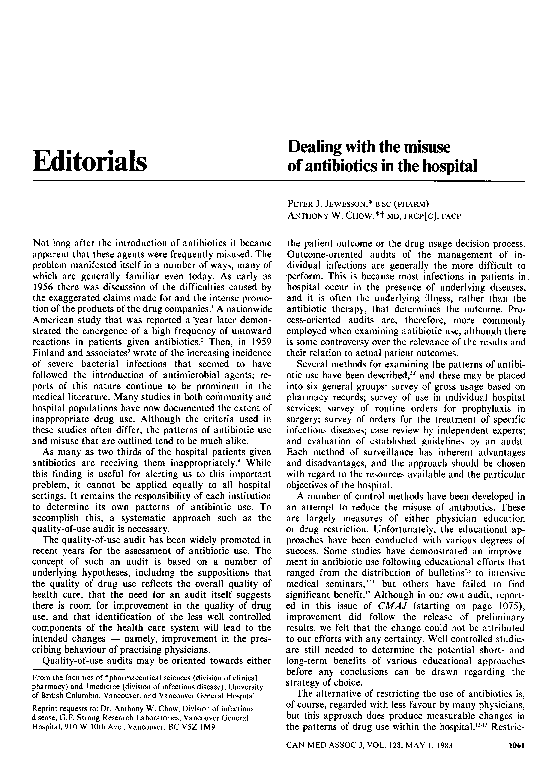 (PDF) Dealing with the misuse of antibiotics in the hospital