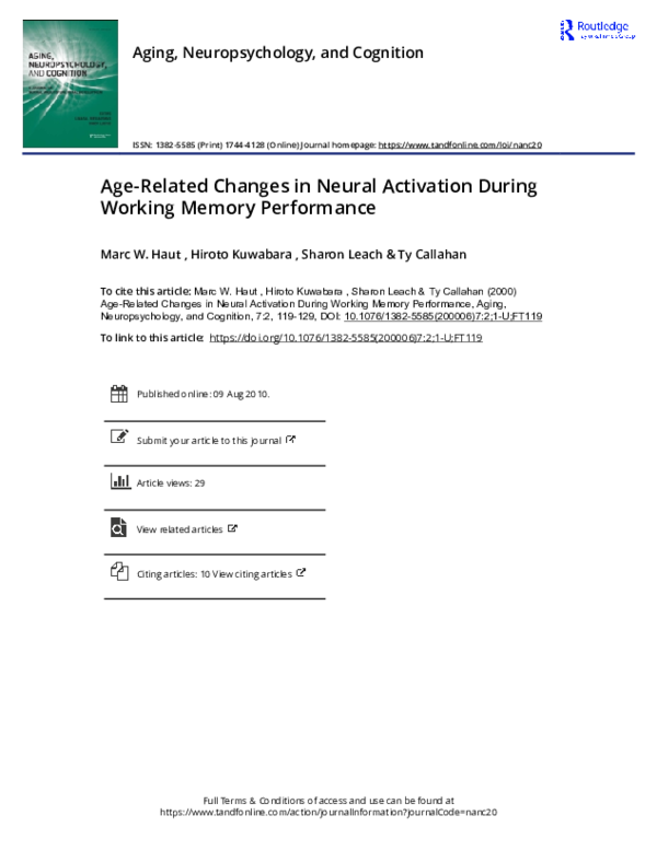 (PDF) Age-Related Changes in Neural Activation During Working Memory ...