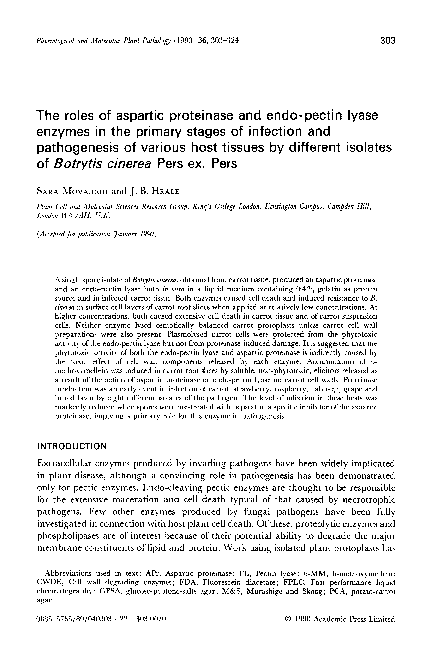 (PDF) The roles of aspartic proteinase and endo-pectin lyase enzymes in ...