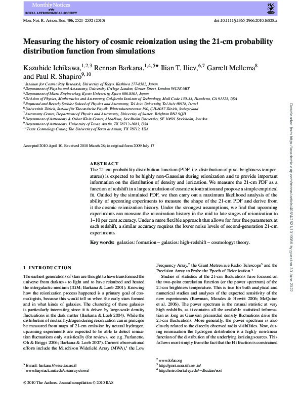 (PDF) Measuring the history of cosmic reionization using the 21-cm ...