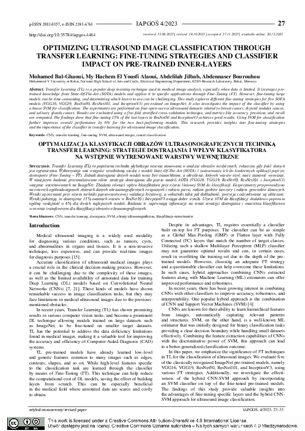 (PDF) Optimizing Ultrasound Image Classification Through Transfer ...