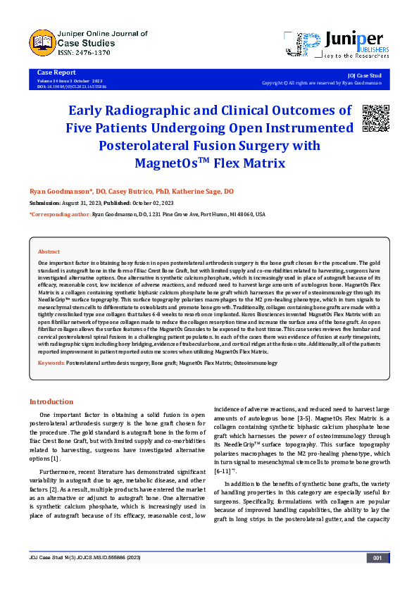 (PDF) Early Radiographic and Clinical Outcomes of Five Patients ...