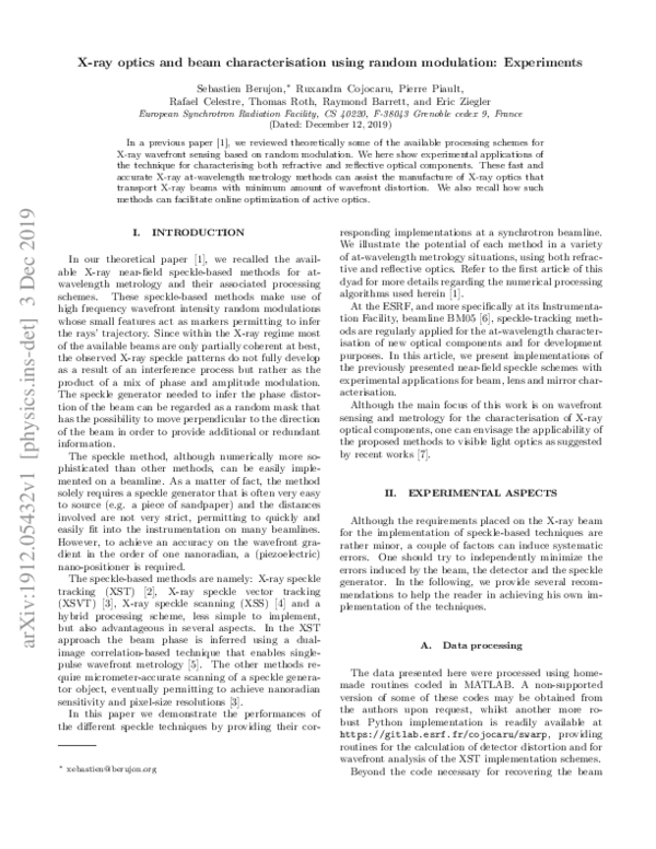 (PDF) X-ray optics and beam characterization using random modulation ...