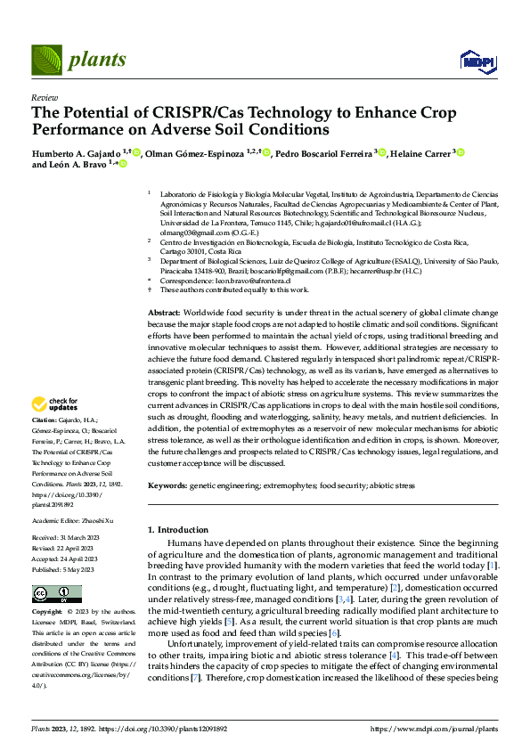 (PDF) The Potential of CRISPR/Cas Technology to Enhance Crop ...
