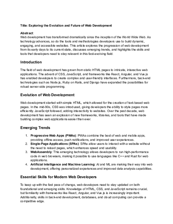 (PDF) Title: Exploring the Evolution and Future of Web Development