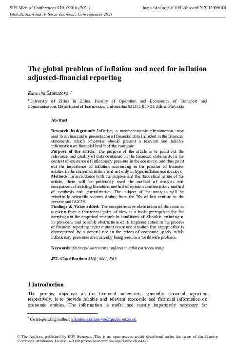 (PDF) The global problem of inflation and need for inflation adjusted ...