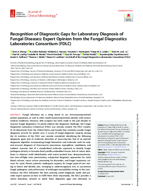 (PDF) Recognition of Diagnostic Gaps for Laboratory Diagnosis of Fungal ...
