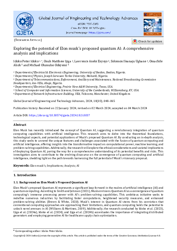 (PDF) Exploring the potential of Elon musk's proposed quantum AI: A ...