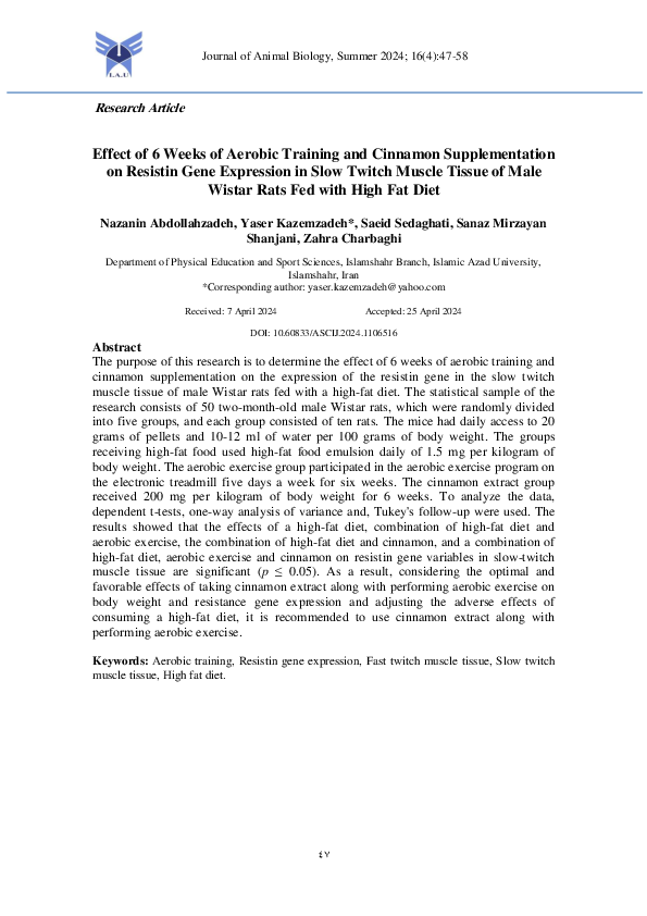 (PDF) Effect of 6 Weeks of Aerobic Training and Cinnamon ...