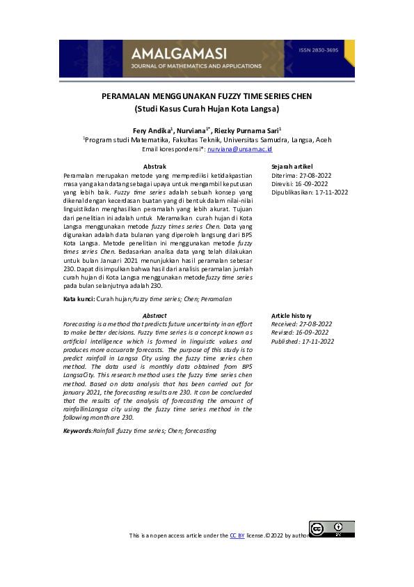 (PDF) Peramalan Menggunakan Fuzzy Time Series Chen