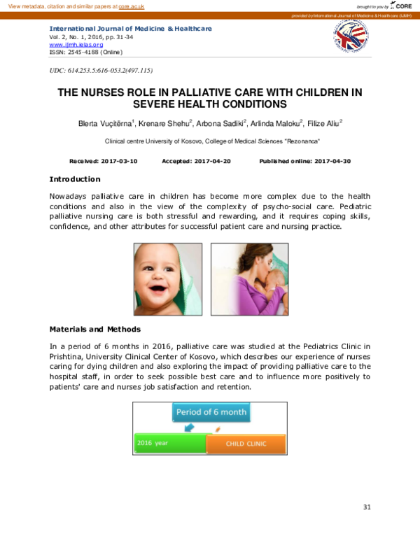 (PDF) The Nurses Role in Palliative Care with Children in Severe Health ...