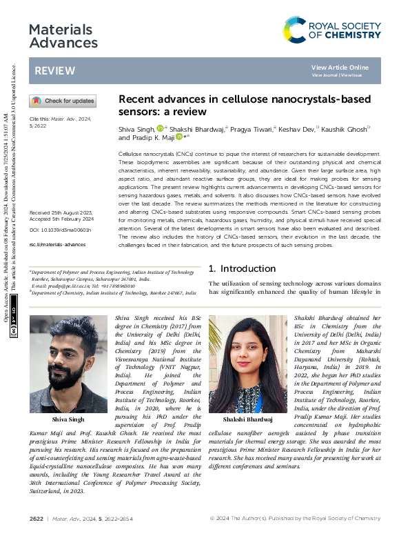 (PDF) Recent advances in cellulose nanocrystals-based sensors: A review