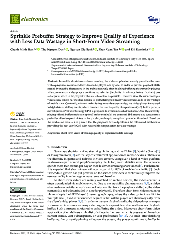 (PDF) Sprinkle Prebuffer Strategy to Improve Quality of Experience with ...