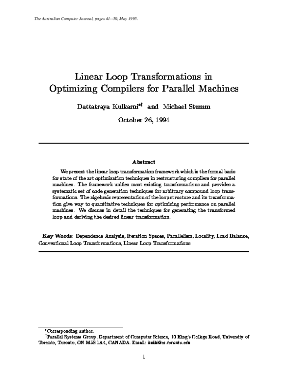 (PDF) Linear Loop Transformations in Optimising Compilers for Parallel ...