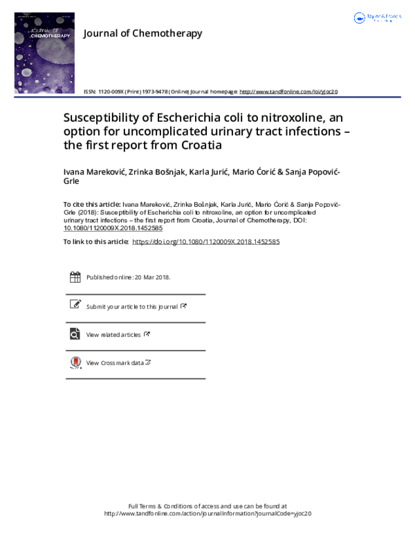 (PDF) Susceptibility of Escherichia coli to nitroxoline, an option for ...