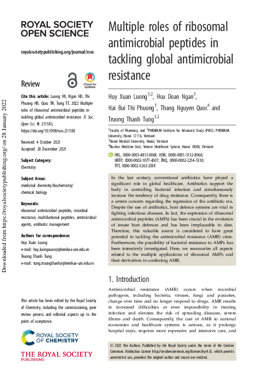 (PDF) Multiple roles of ribosomal antimicrobial peptides in tackling ...