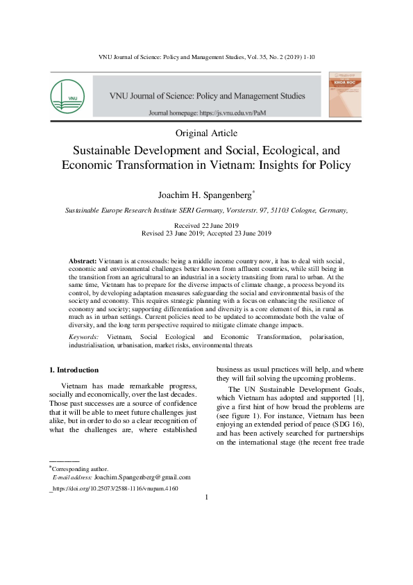 (PDF) Sustainable Development and Social, Ecological, and Economic ...