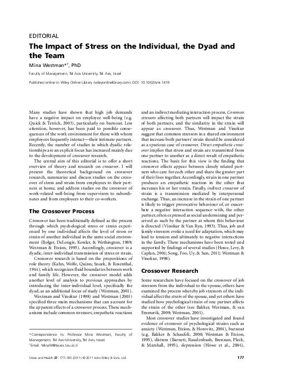 (PDF) The impact of stress on the individual, the dyad and the team