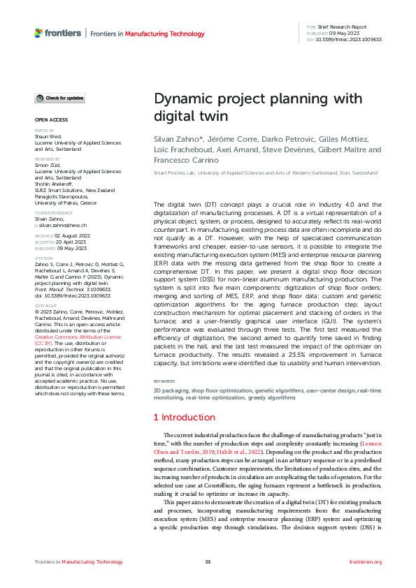 (PDF) Dynamic project planning with digital twin