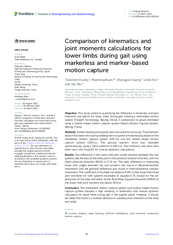 (PDF) Comparison of kinematics and joint moments calculations for lower ...