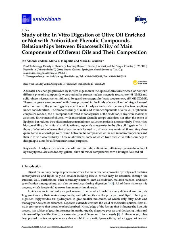 (PDF) Study of the In Vitro Digestion of Olive Oil Enriched or Not with ...