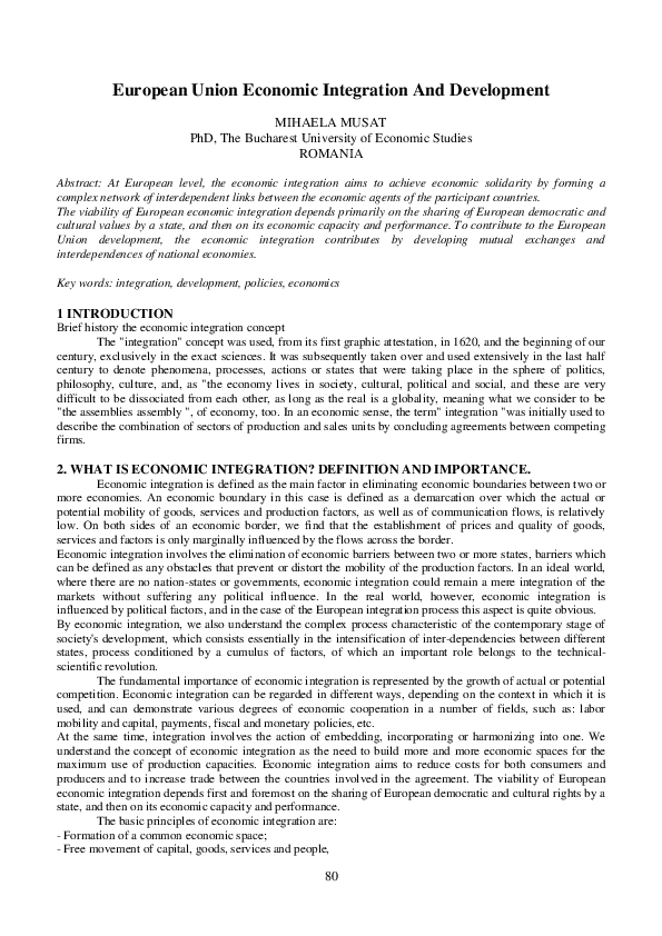 (PDF) European Union Economic Integration and Development
