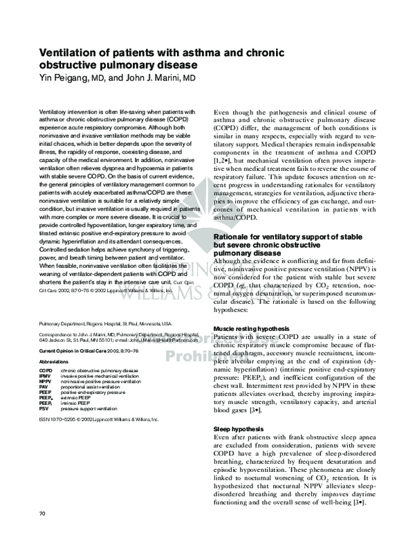 (PDF) Ventilation of patients with asthma and chronic obstructive ...