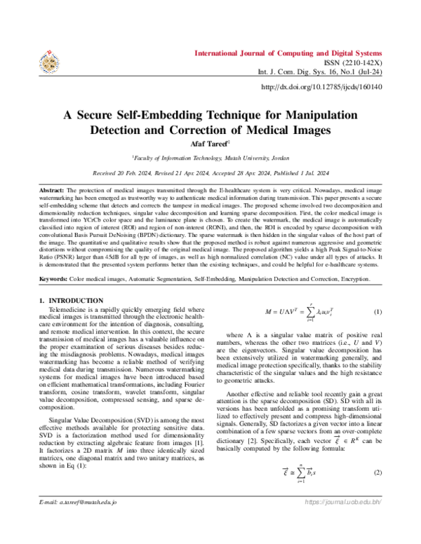 (PDF) A Secure Self-Embedding Technique for Manipulation Detection and ...