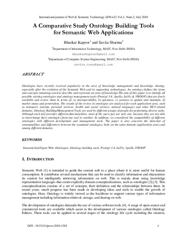 (PDF) A Comparative Study of Ontology building Tools in Semantic Web ...