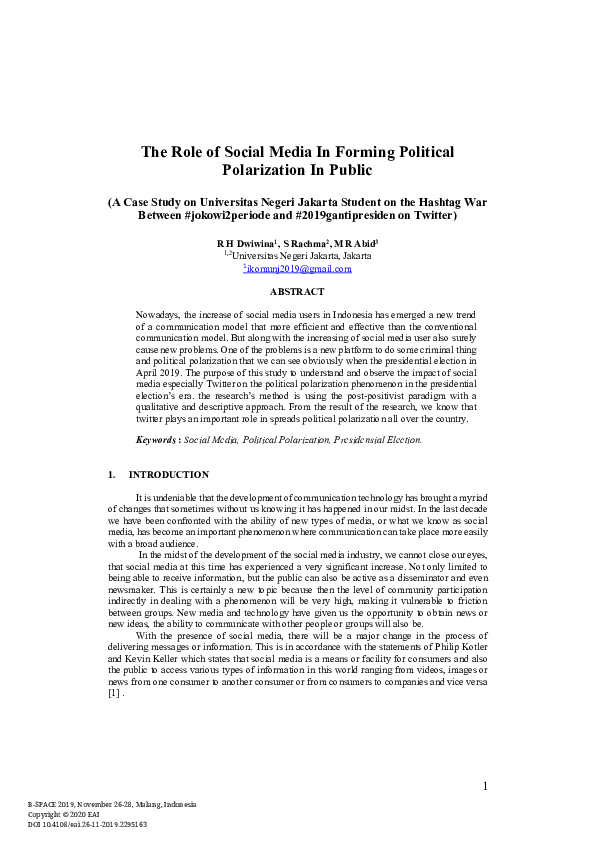 (PDF) The Role of Social Media In Forming Political Polarization In ...
