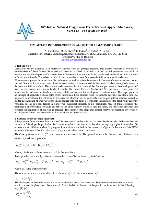 (PDF) FEM applied in hydro-mechanical coupled analysis of a slope