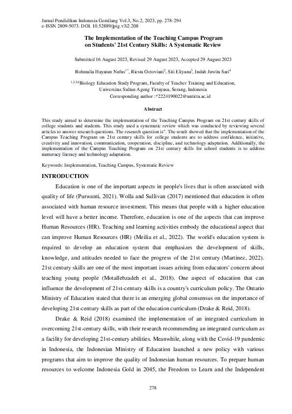 (PDF) The Implementation of the Teaching Campus Program on Students ...