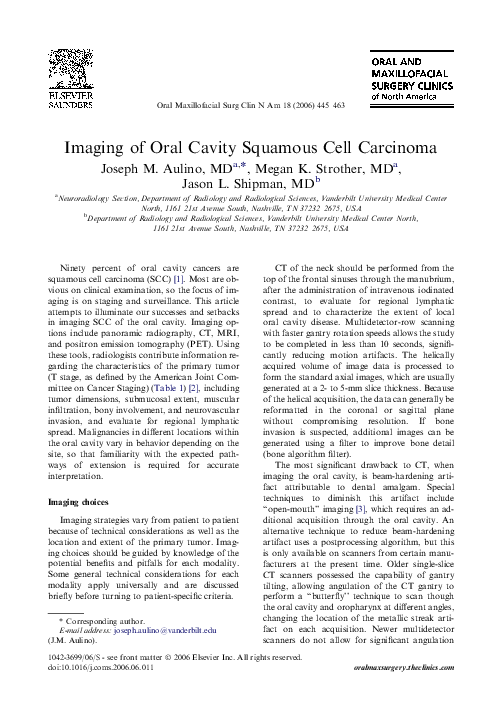 (PDF) Imaging of Oral Cavity Squamous Cell Carcinoma