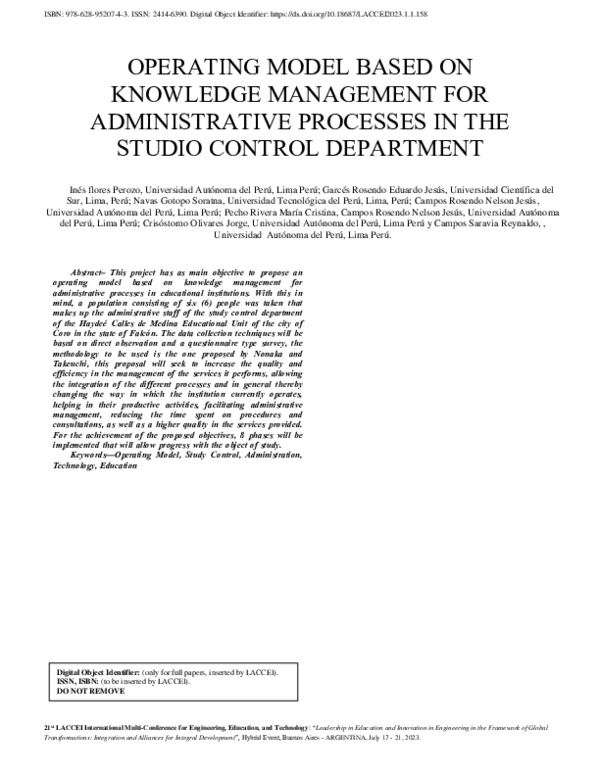 (PDF) Operating Model Based on Knowledge Management for Administrative ...