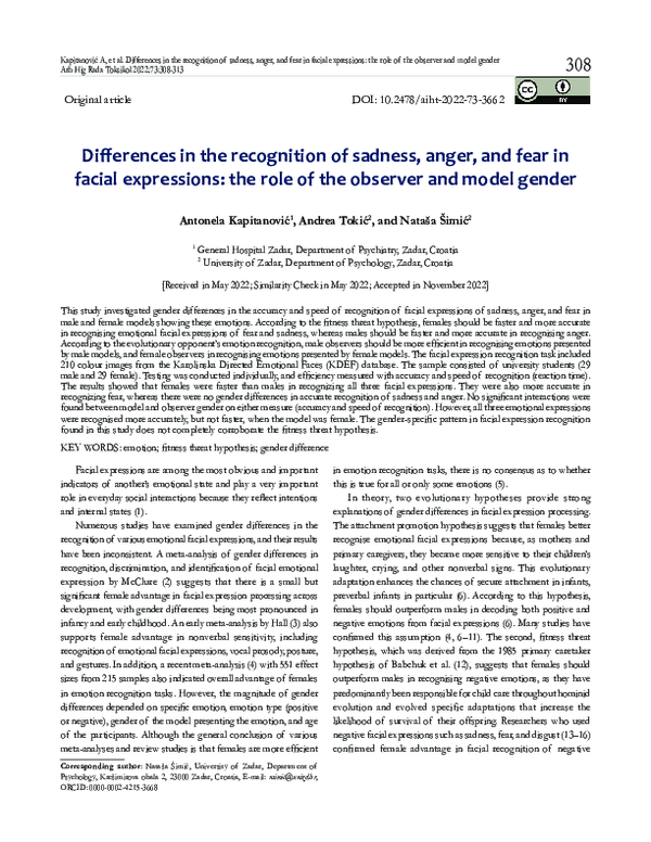 (PDF) Differences in the recognition of sadness, anger, and fear in ...
