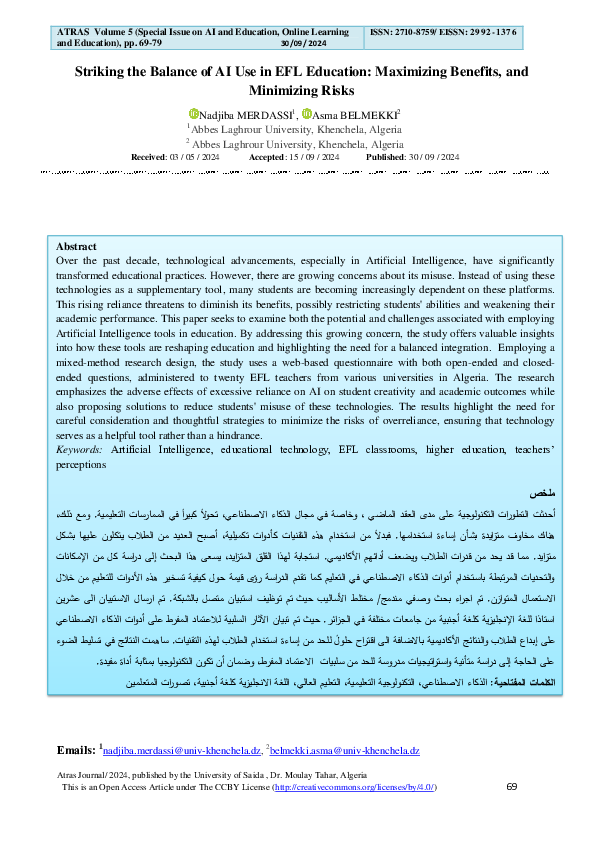 (PDF) Striking the Balance of AI Use in EFL Education: Maximizing ...