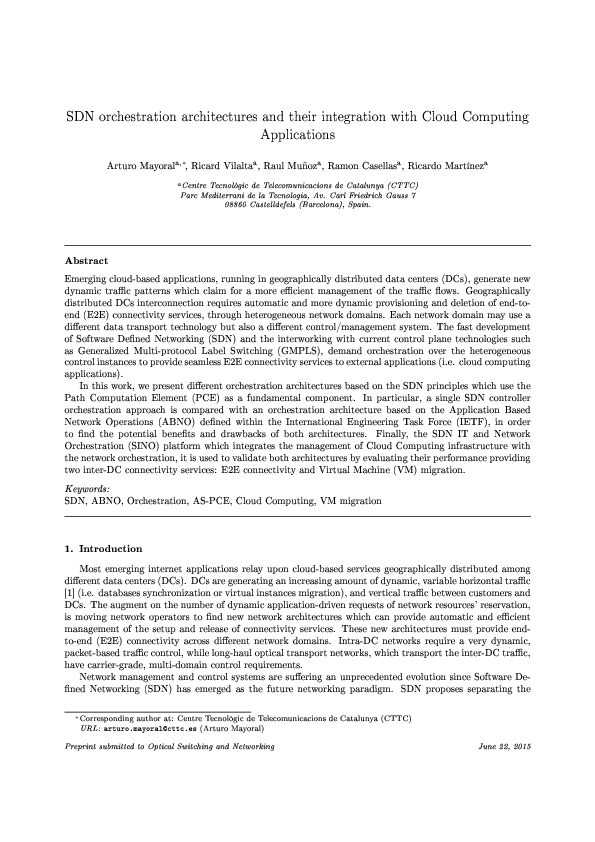 (PDF) SDN orchestration architectures and their integration with Cloud ...