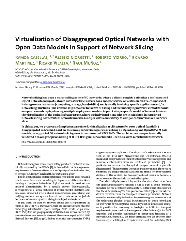 (PDF) Virtualization of disaggregated optical networks with open data ...