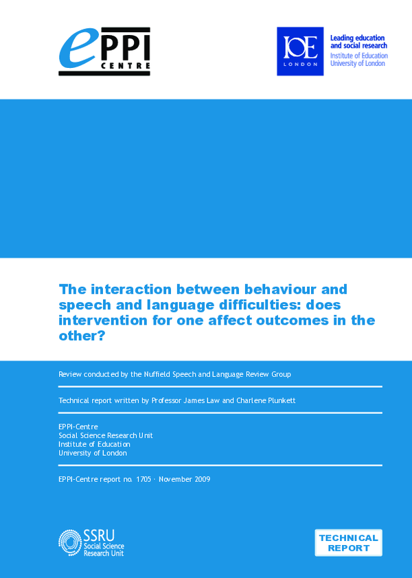 (PDF) The Interaction Between Behaviour and Speech and Language ...