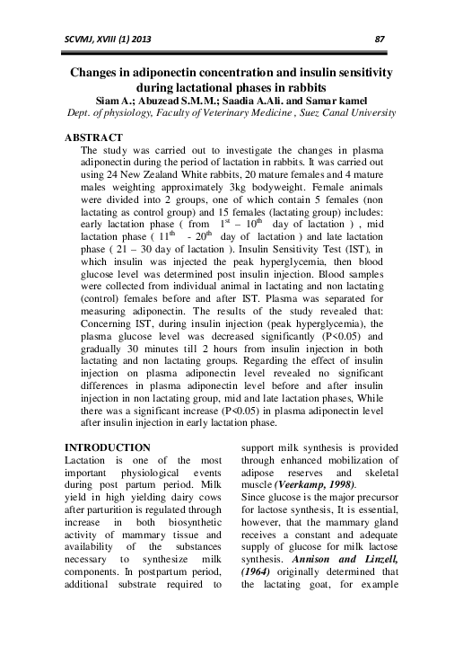 (PDF) Changes in adiponectin concentration and insulin sensitivity ...