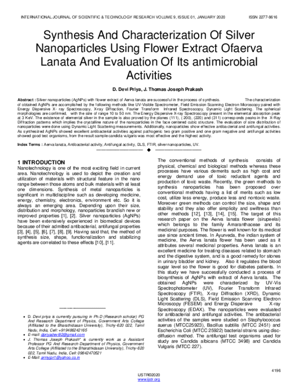 (PDF) Synthesis And Characterization Of Silver Nanoparticles Using ...