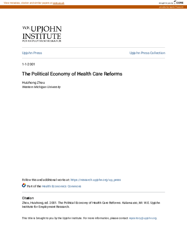 (PDF) The Political Economy of Health Care Reforms