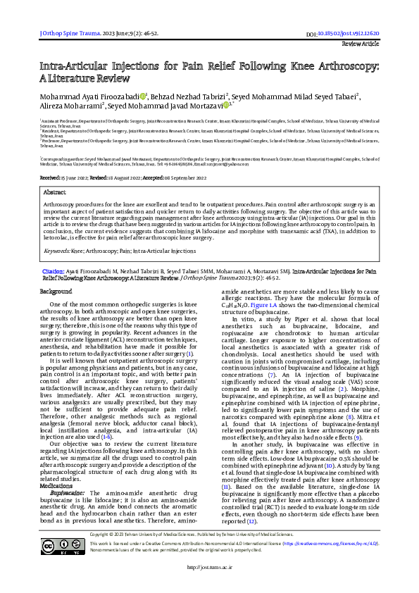 (PDF) Intra-Articular Injections for Pain Relief Following Knee ...