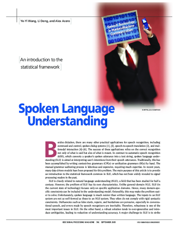(PDF) Spoken language understanding