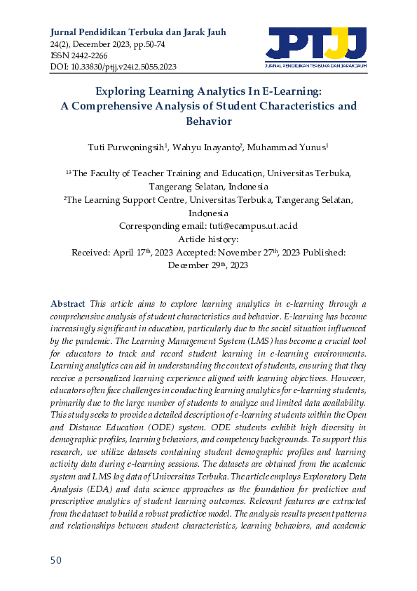 (PDF) Exploring Learning Analytics In E-Learning: A Comprehensive ...