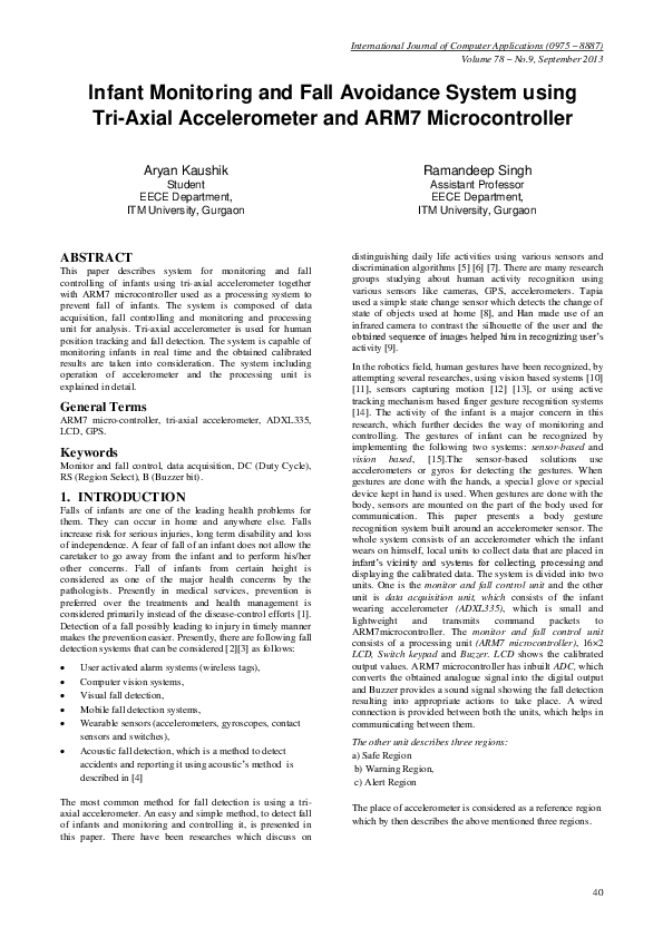 (PDF) Infant Monitoring and Fall Avoidance System using Tri-Axial ...